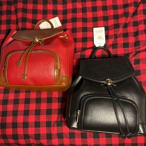 Time and Tru Red and Black Backpacks with Sophisticated Design NWT
